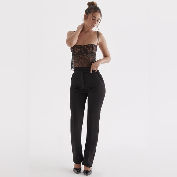 House of CB Pants - HOUSE OF CB / NWT Tansy Black Satin Trousers XS